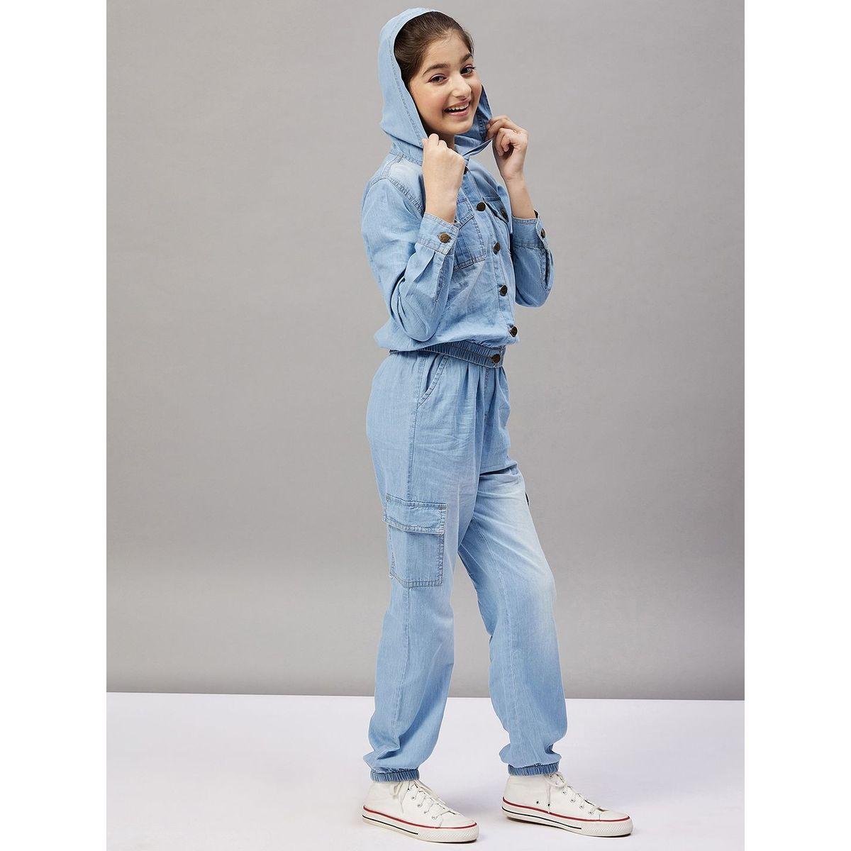 Stylo Bug X Styli Flap Pocket Denim Hoodie & Jogger Set-girls-clothing-setsandcoords-image-3