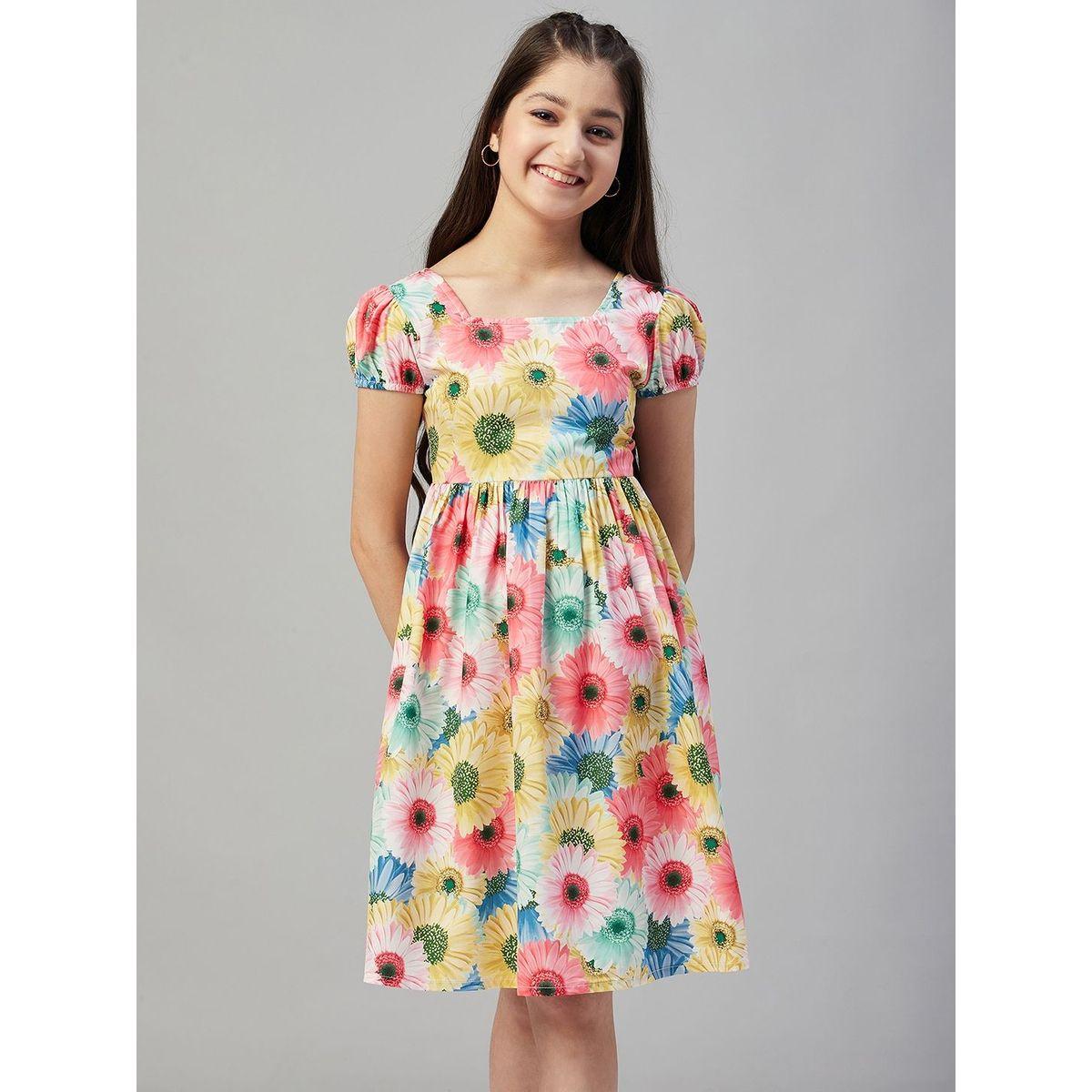 Stylo Bug X Styli Floral Print Cross Back Detail Dress-girls-clothing-dressesandjumpsuits-image-2
