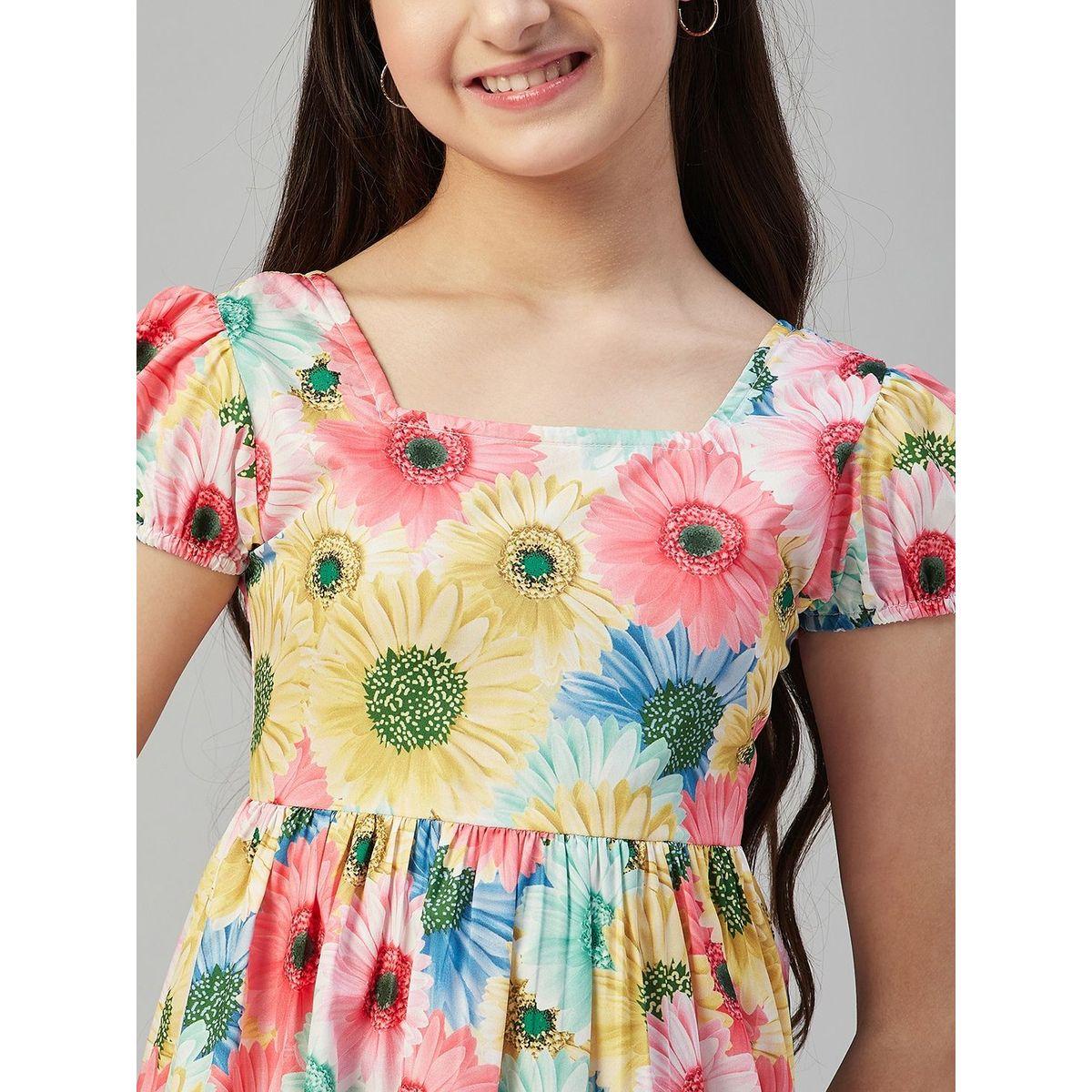 Stylo Bug X Styli Floral Print Cross Back Detail Dress-girls-clothing-dressesandjumpsuits-image-4