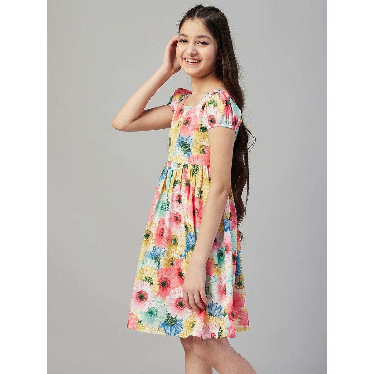 Stylo Bug X Styli Floral Print Cross Back Detail Dress-girls-clothing-dressesandjumpsuits-image-5