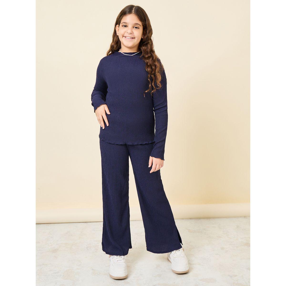 Styli Elevate Textured Top & Flared Pants Set-girls-clothing-setsandcoords-image-1
