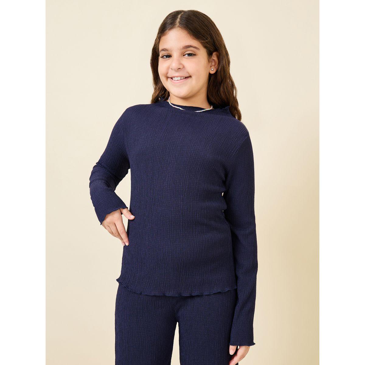 Styli Elevate Textured Top & Flared Pants Set-girls-clothing-setsandcoords-image-2