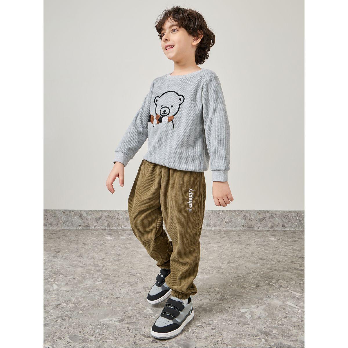 Styli Embroidery Detail Corduroy Jogger-boys-clothing-bottoms-joggersandtrackpants-image-1