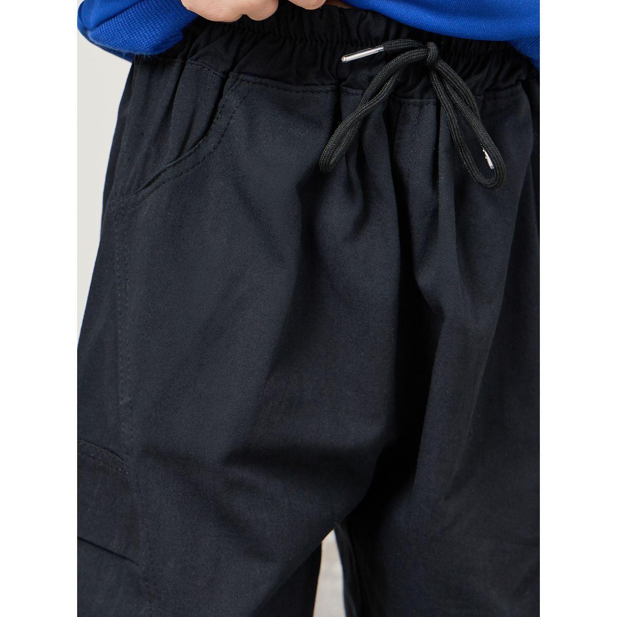 Styli Solid Cargo Pants with Drawstring-boys-clothing-bottoms-trousers-image-3