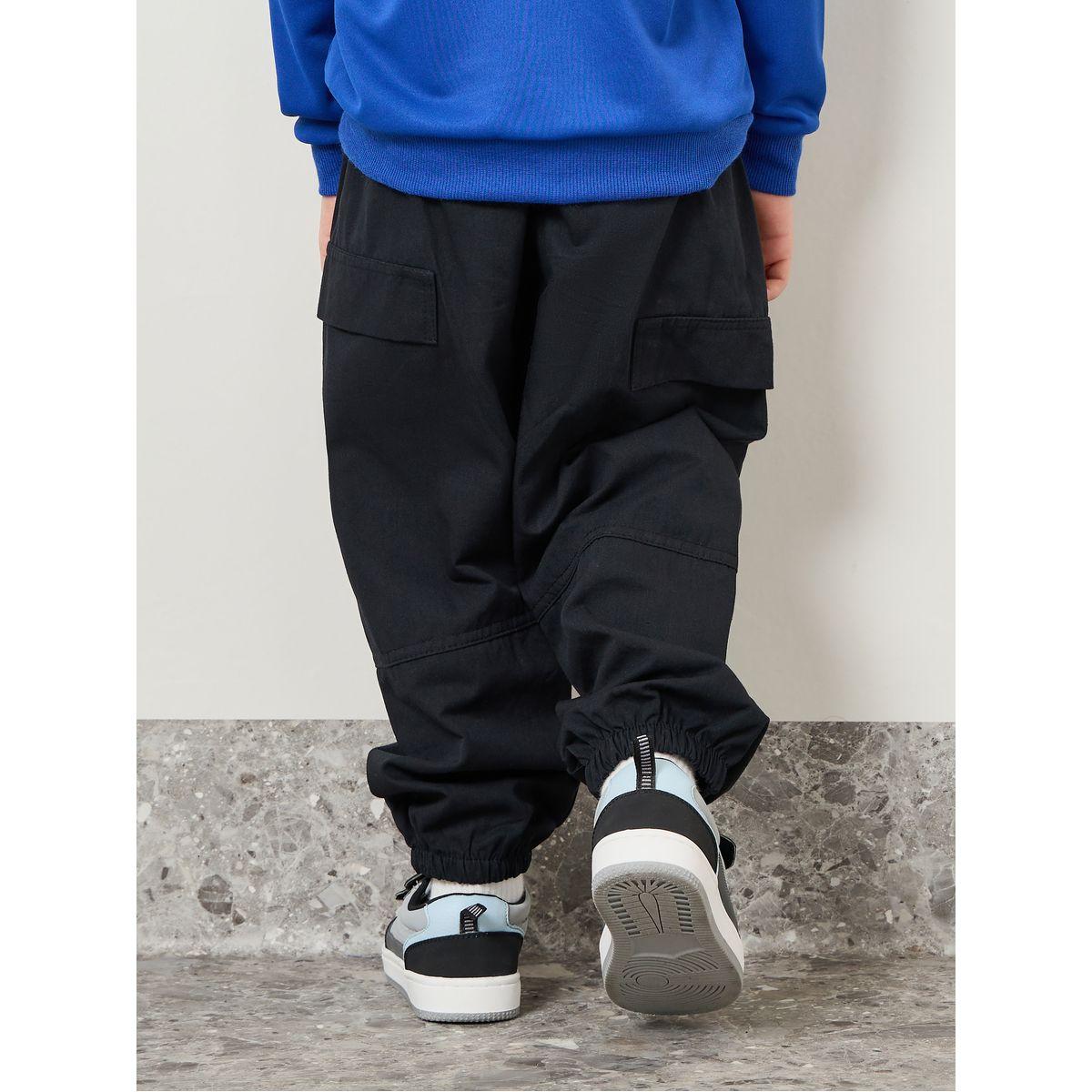 Styli Solid Cargo Pants with Drawstring-boys-clothing-bottoms-trousers-image-4