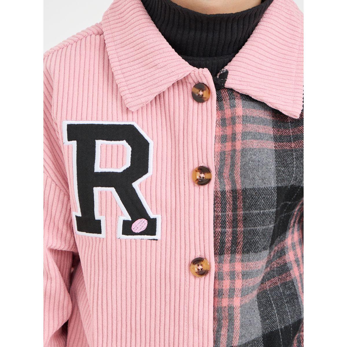 Styli Contrast Checked Corduroy Shirt-girls-clothing-blousesandshirts-image-4