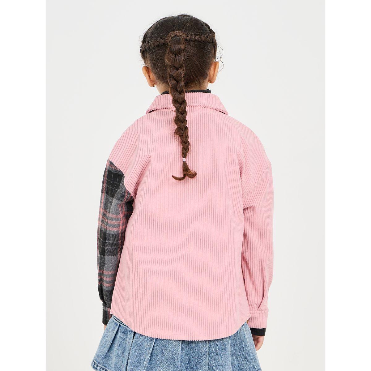 Styli Contrast Checked Corduroy Shirt-girls-clothing-blousesandshirts-image-5