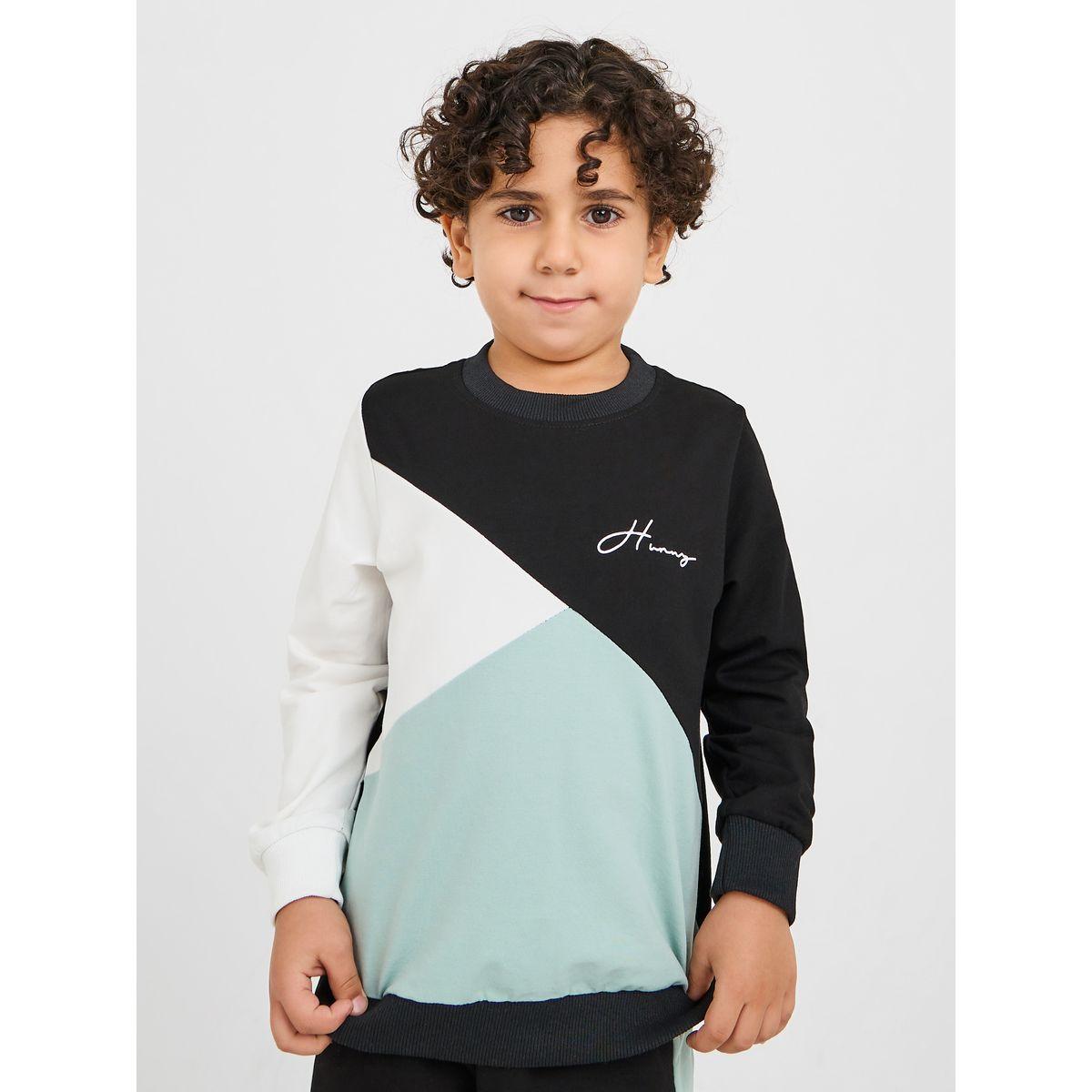 Styli Colorblock Embroidery Sweatshirt & Jogger Set-boys-clothing-setsandcoords-image-3