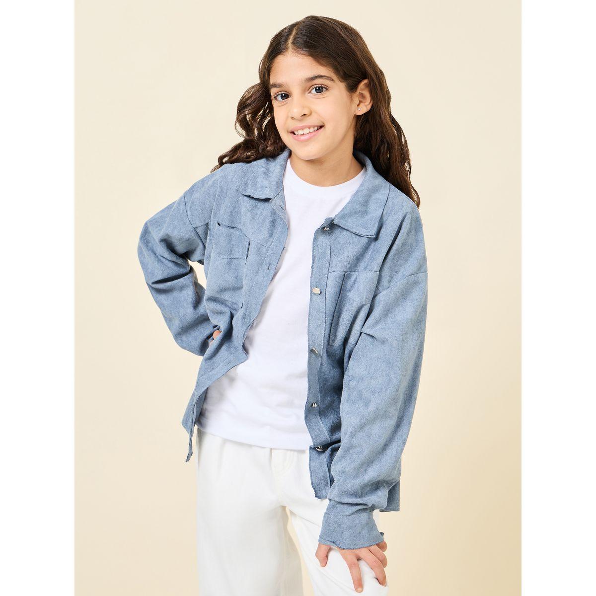Styli Elevate Suede Look Oversized Jacket with Buttons-girls-clothing-jacketsandcoats-image-1