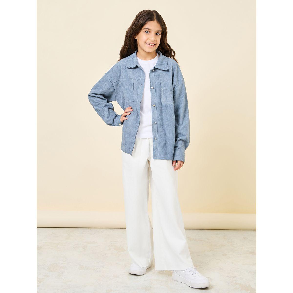 Styli Elevate Suede Look Oversized Jacket with Buttons-girls-clothing-jacketsandcoats-image-2