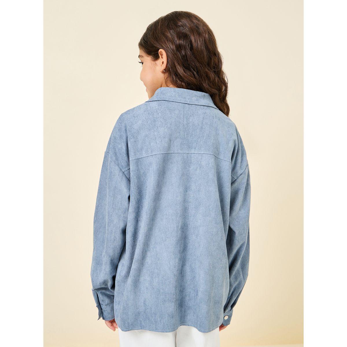 Styli Elevate Suede Look Oversized Jacket with Buttons-girls-clothing-jacketsandcoats-image-5