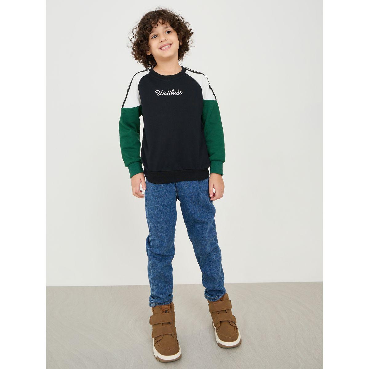 Styli Colorblock Slogan Embroidered Sweatshirt-boys-clothing-winterwear-sweatshirts-image-2