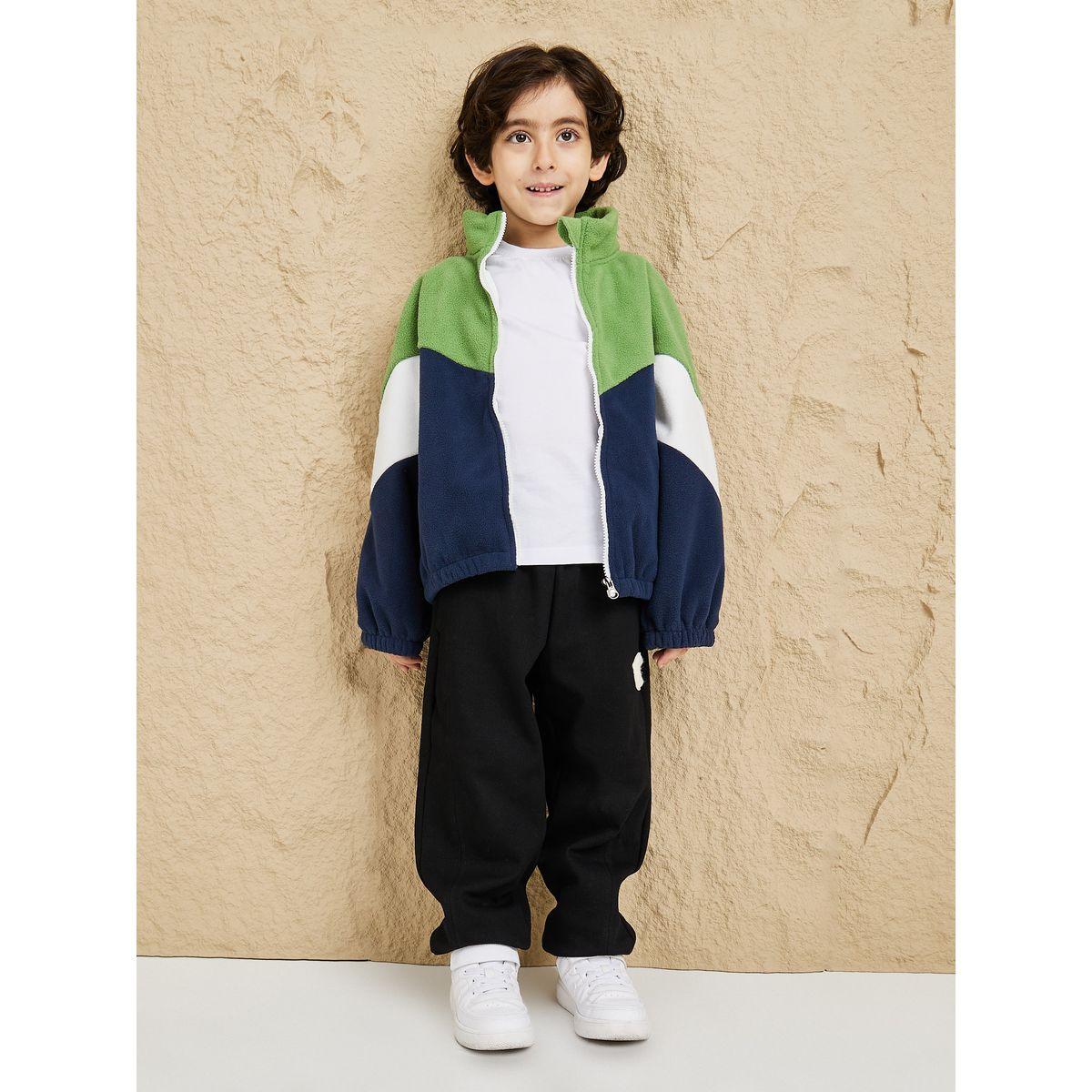 Styli Colorblock High Neck Teddy Jacket-boys-clothing-jacketsandcoats-image-2