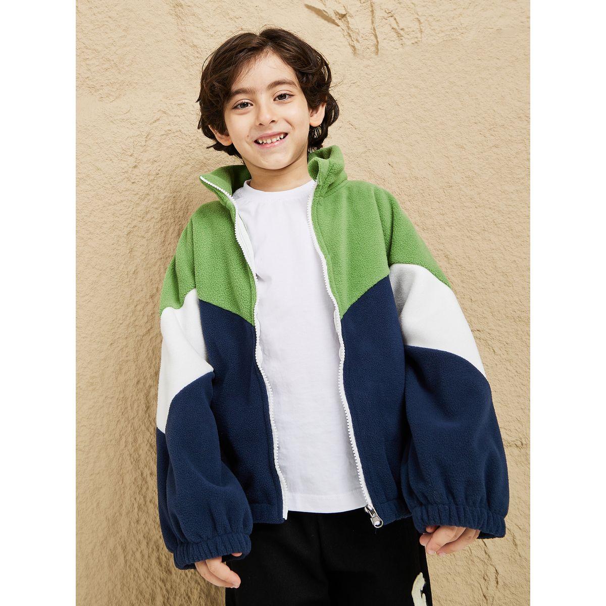 Styli Colorblock High Neck Teddy Jacket-boys-clothing-jacketsandcoats-image-3