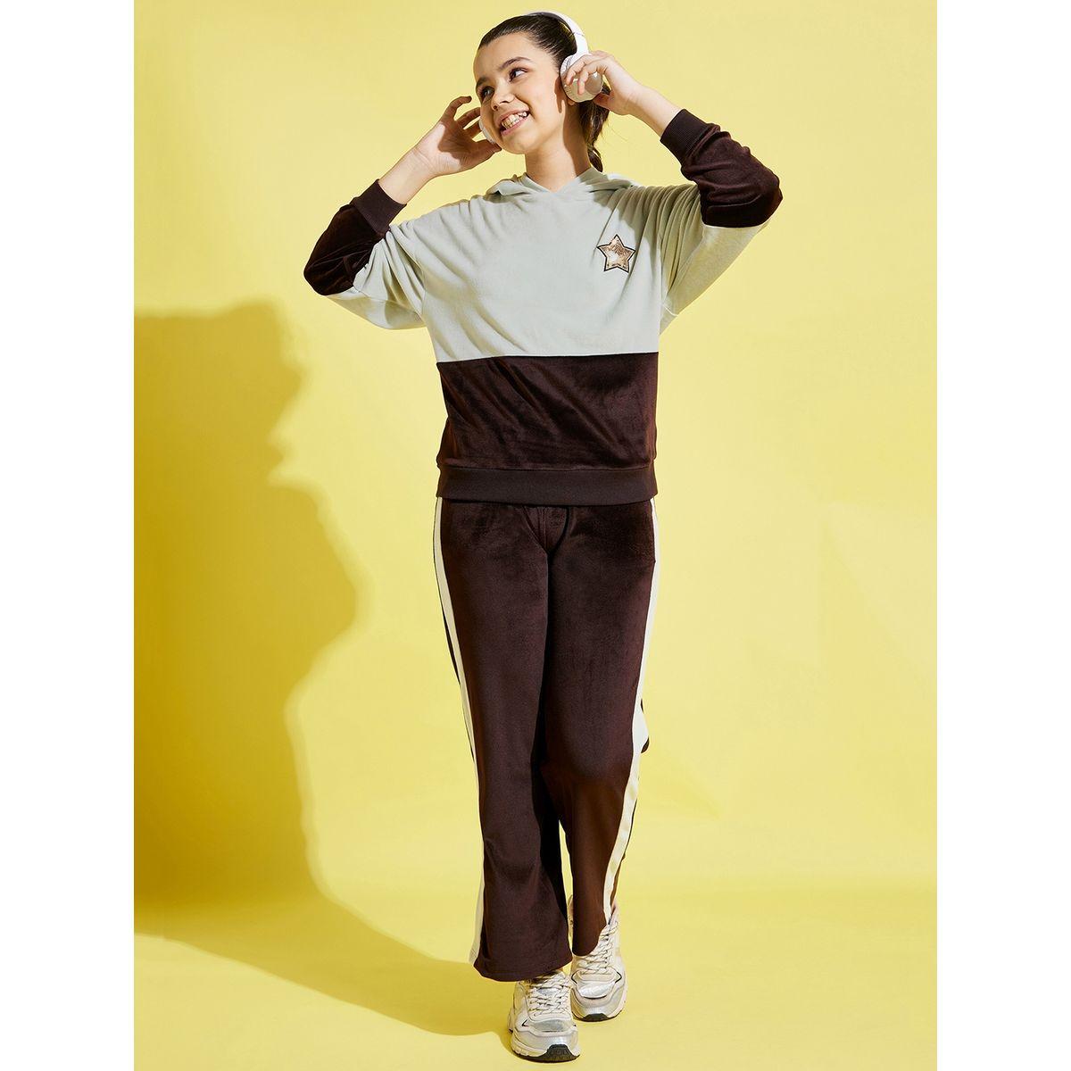 Noh-Voh X Styli Side Tape Detail Velour Track Pants-girls-clothing-bottoms-trousers-image-1