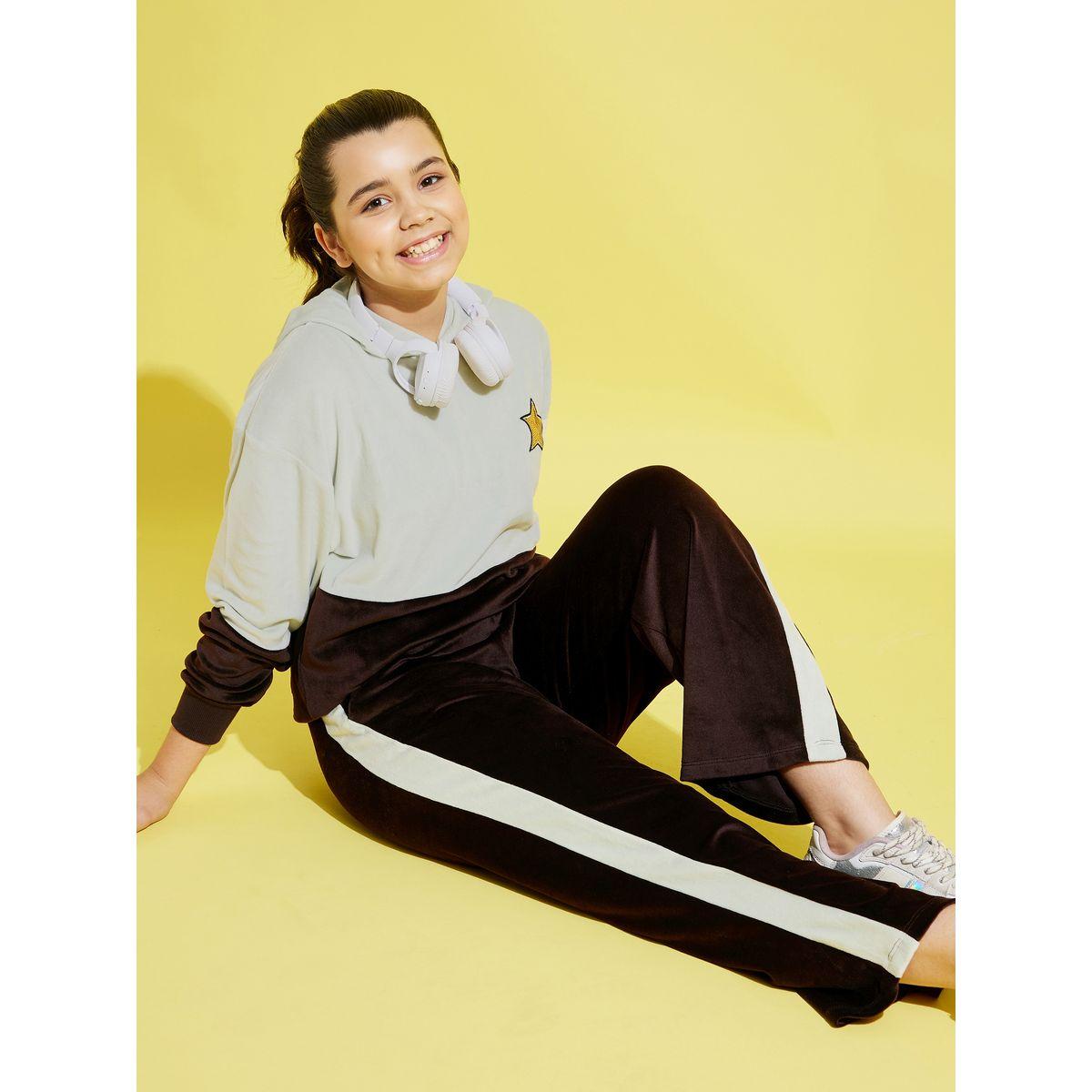 Noh-Voh X Styli Side Tape Detail Velour Track Pants-girls-clothing-bottoms-trousers-image-4