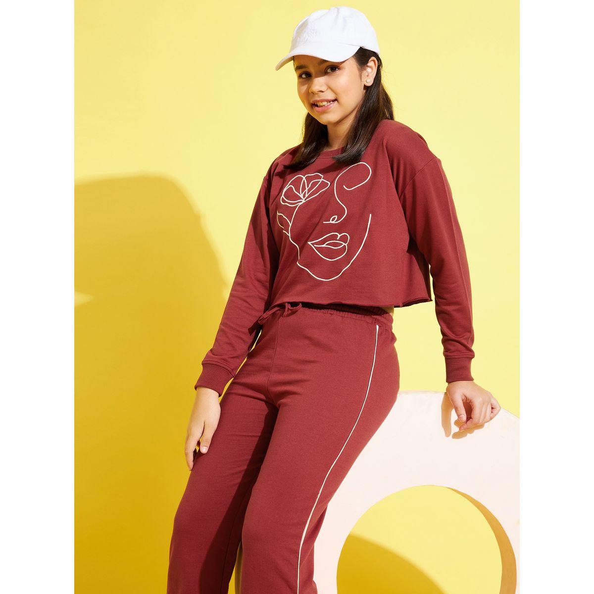 Noh-Voh X Styli Terry Face Print Crop Sweatshirt-baby-girls-clothing-sweatshirts-image-2