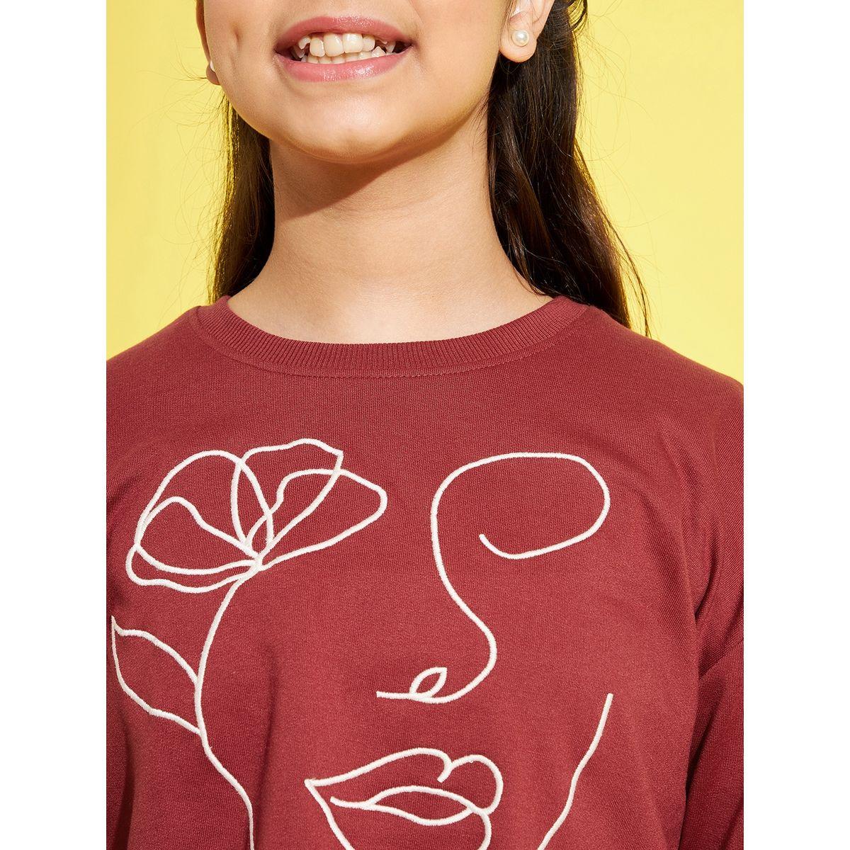 Noh-Voh X Styli Terry Face Print Crop Sweatshirt-baby-girls-clothing-sweatshirts-image-5