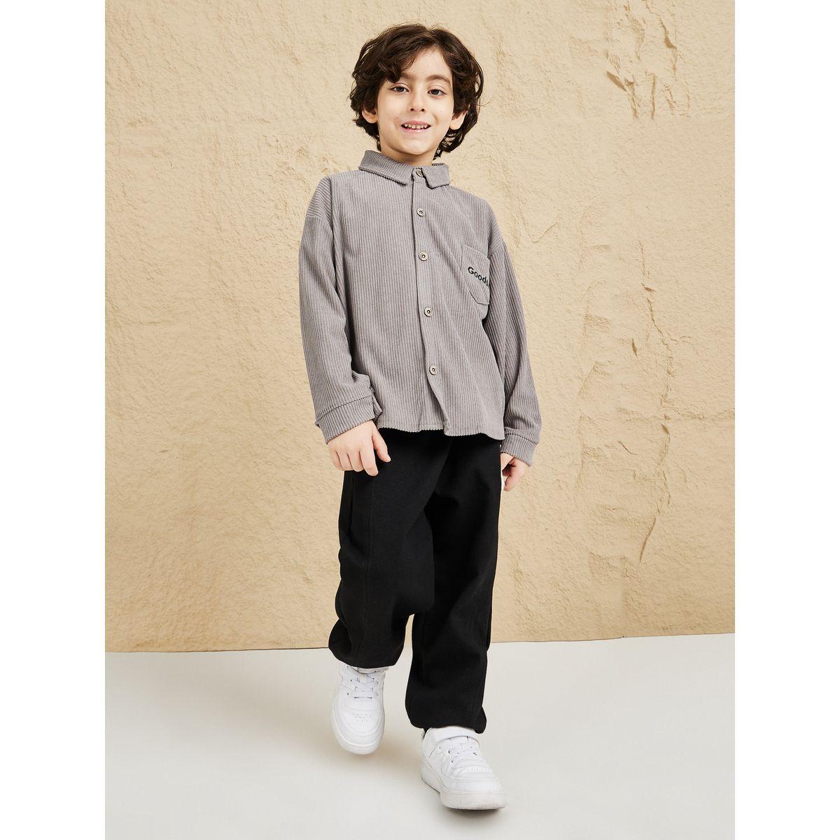Styli Embroidery Pocket Detail Corduroy Shirt-boys-clothing-shirts-image-2
