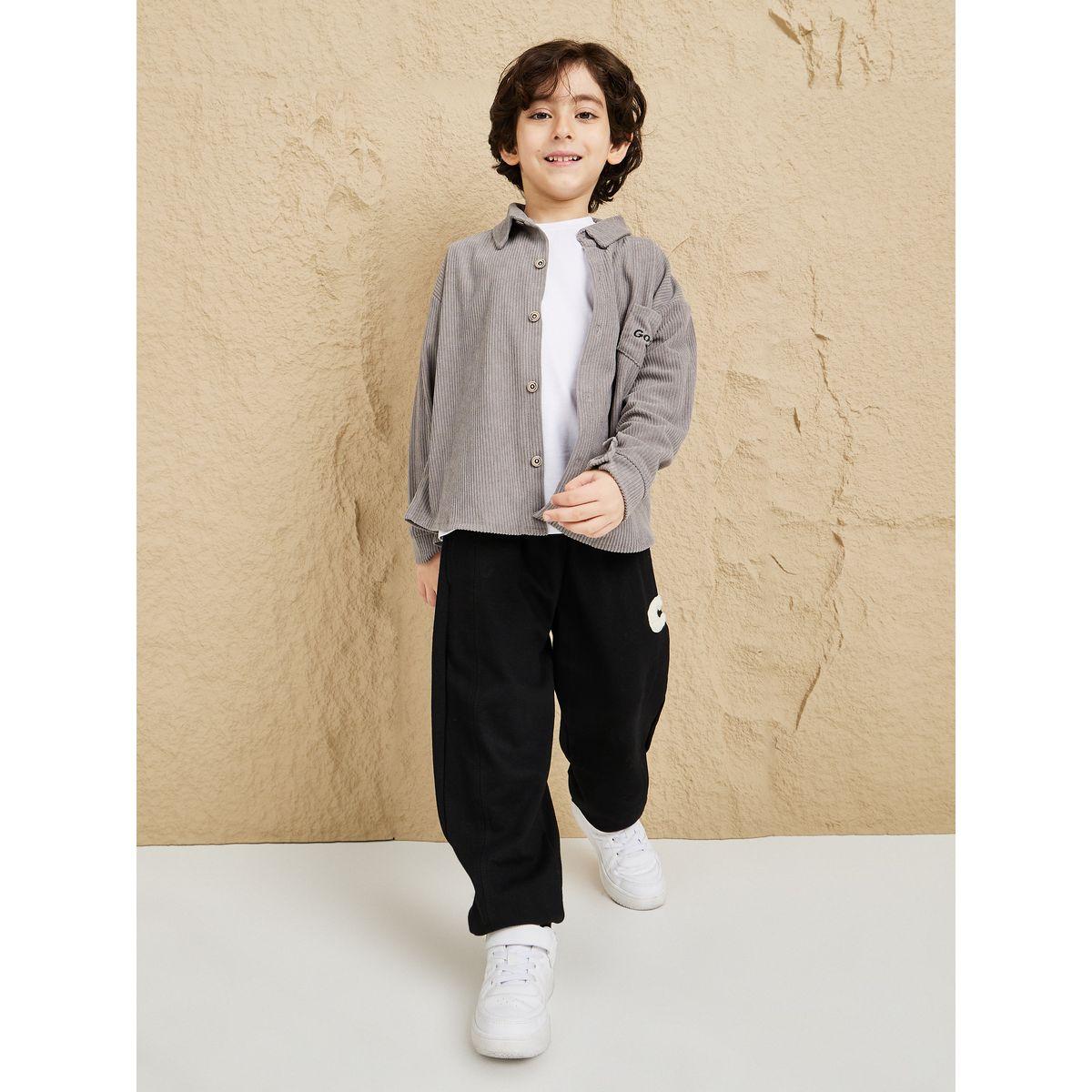 Styli Embroidery Pocket Detail Corduroy Shirt-boys-clothing-shirts-image-3
