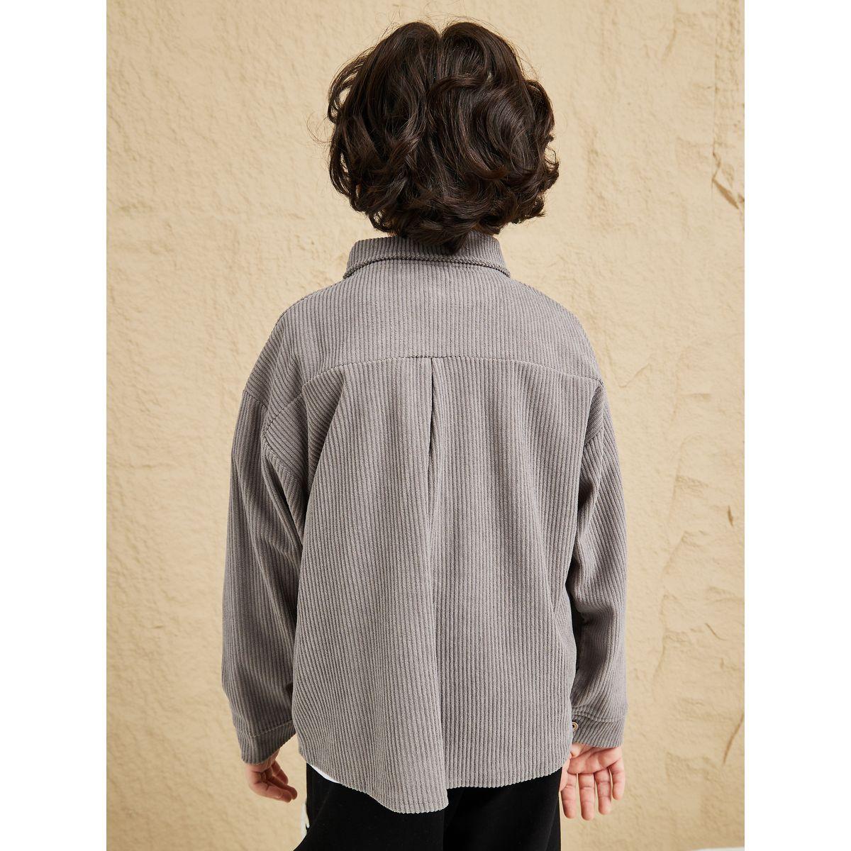 Styli Embroidery Pocket Detail Corduroy Shirt-boys-clothing-shirts-image-6