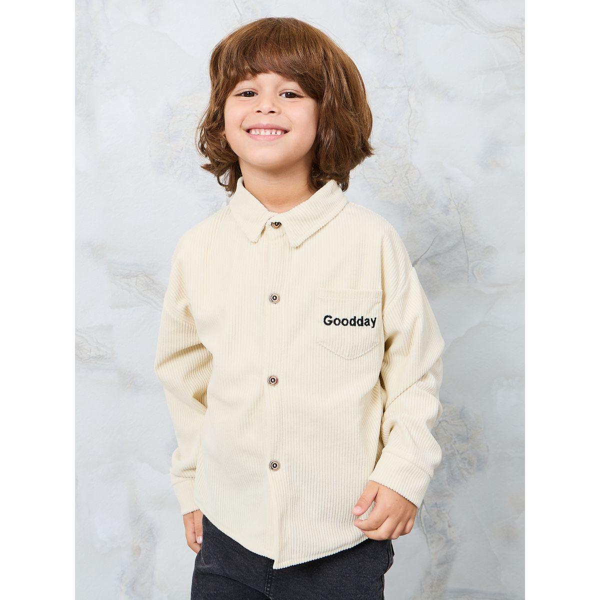 قميص كوردروي مَطرز بكتابة-boys-clothing-shirts-image-1