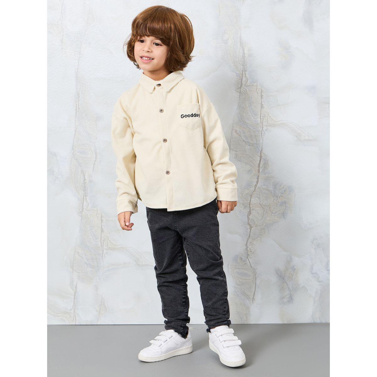 Styli Embroidery Pocket Detail Corduroy Shirt-boys-clothing-shirts-image-2