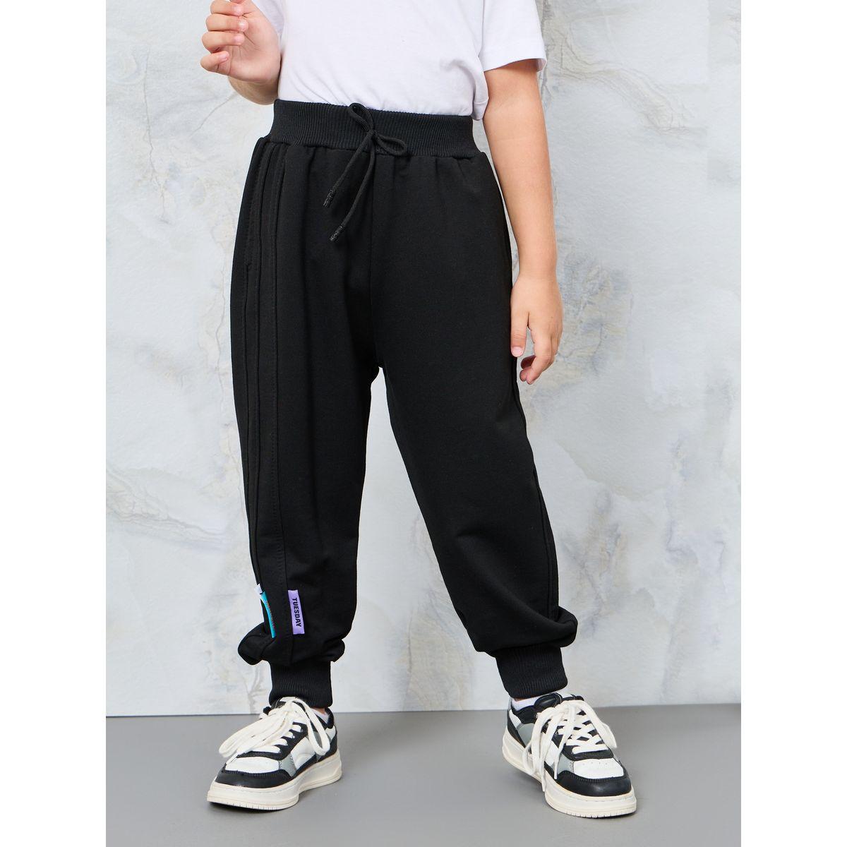 جوغر مزين بشارة مع أربطة خصر-boys-clothing-bottoms-joggersandtrackpants-image-1
