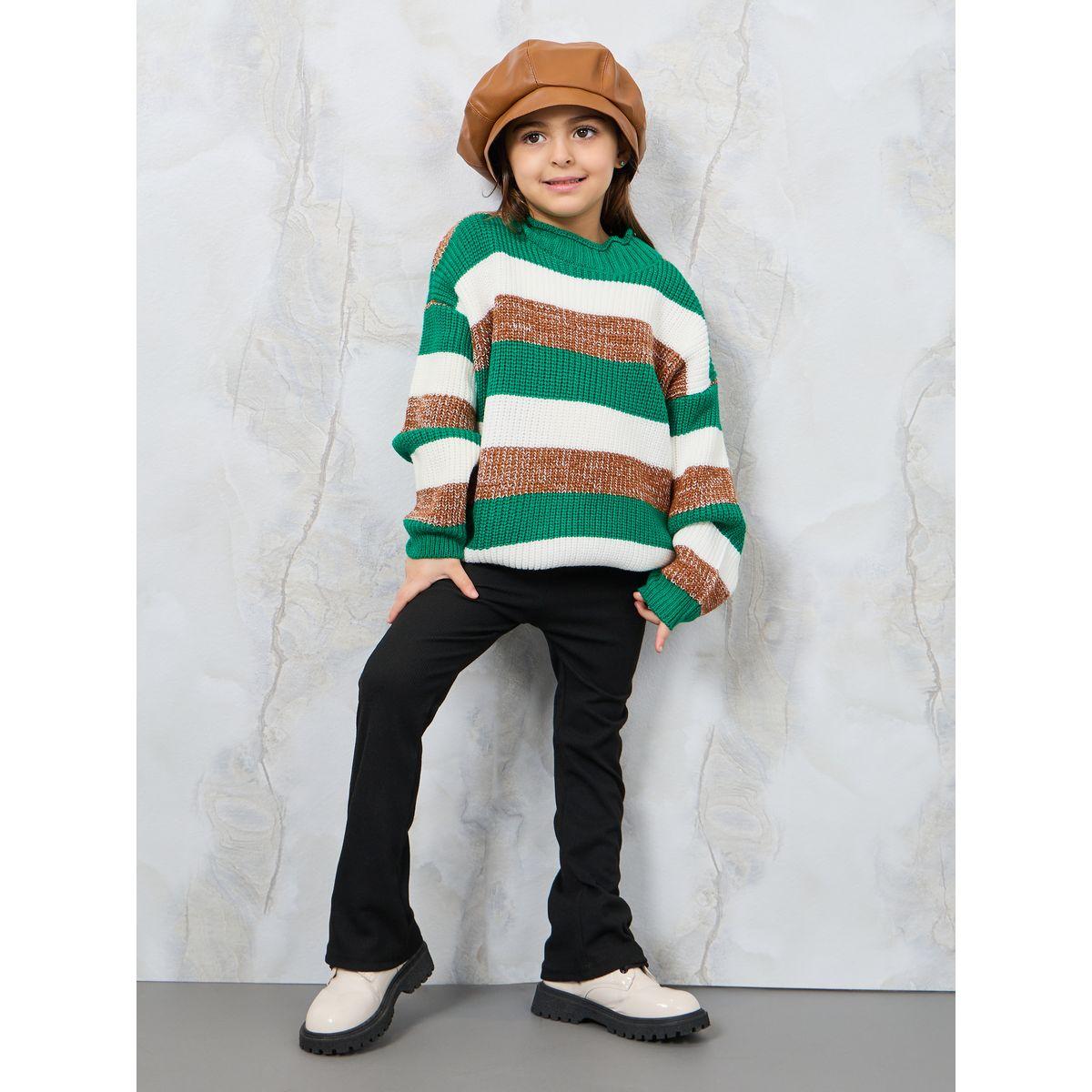 Styli Multi Striped Drop Shoulder Knit Sweater-girls-clothing-winterwear-jumpersandcardigans-image-2