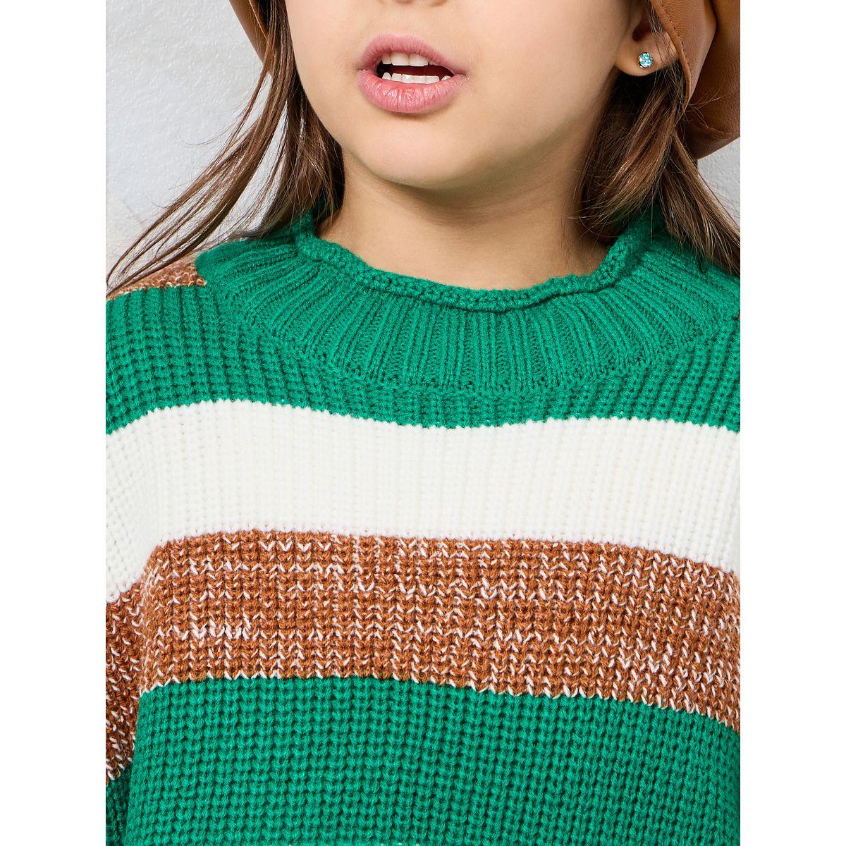 Styli Multi Striped Drop Shoulder Knit Sweater-girls-clothing-winterwear-jumpersandcardigans-image-3