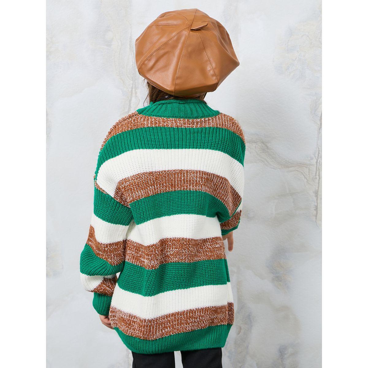 Styli Multi Striped Drop Shoulder Knit Sweater-girls-clothing-winterwear-jumpersandcardigans-image-4