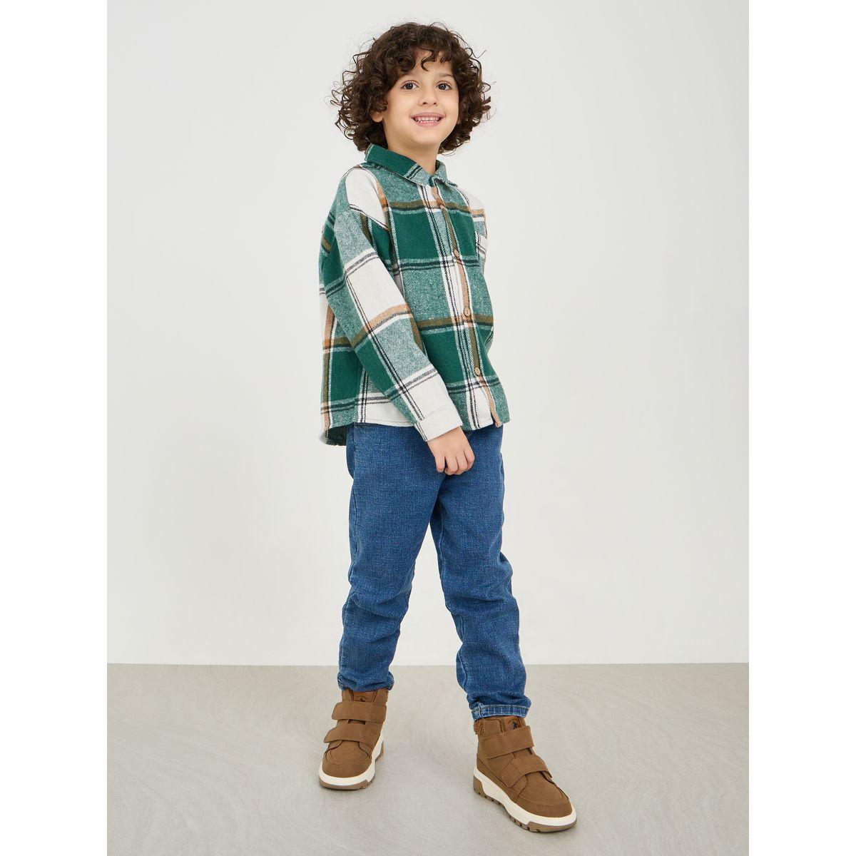 Styli Bear Patched Checked Shirt-boys-clothing-shirts-image-2