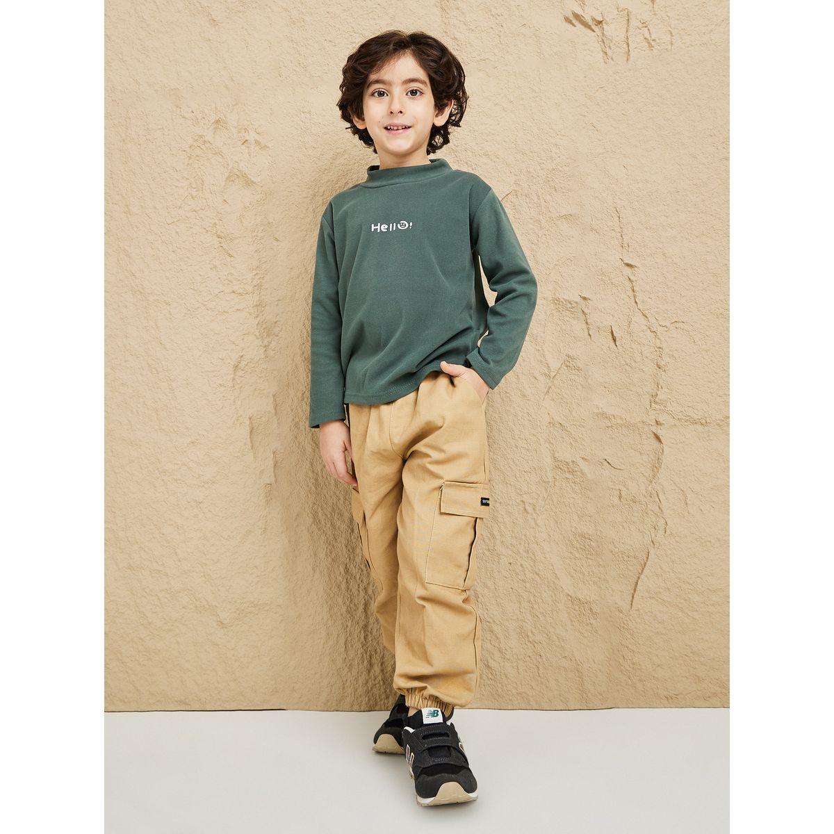 Styli Solid Flap Pocket Detail Cargo Pants-boys-clothing-bottoms-trousers-image-2