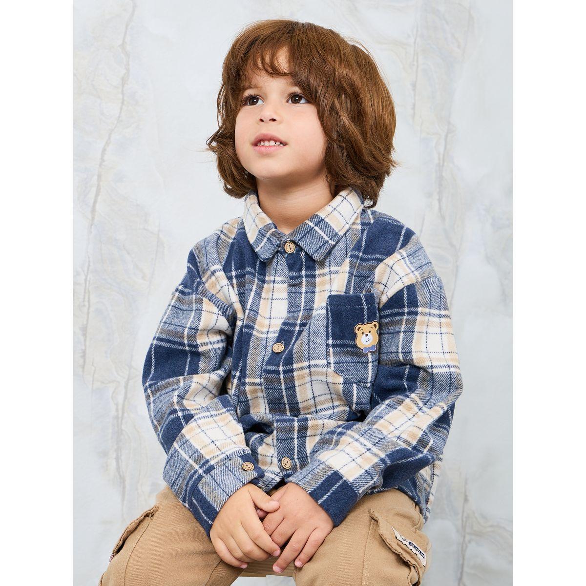 Styli Bear Patched Pocket Plaid Shirt-boys-clothing-shirts-image-6