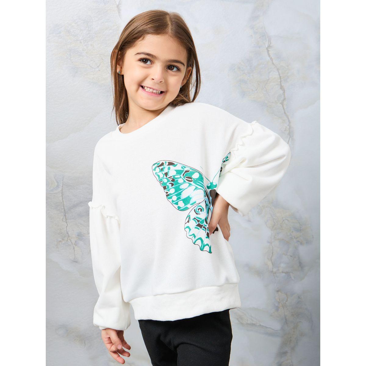 Styli Butterfly Print Ruffled Sleeve Sweatshirt-baby-girls-clothing-sweatshirts-image-1