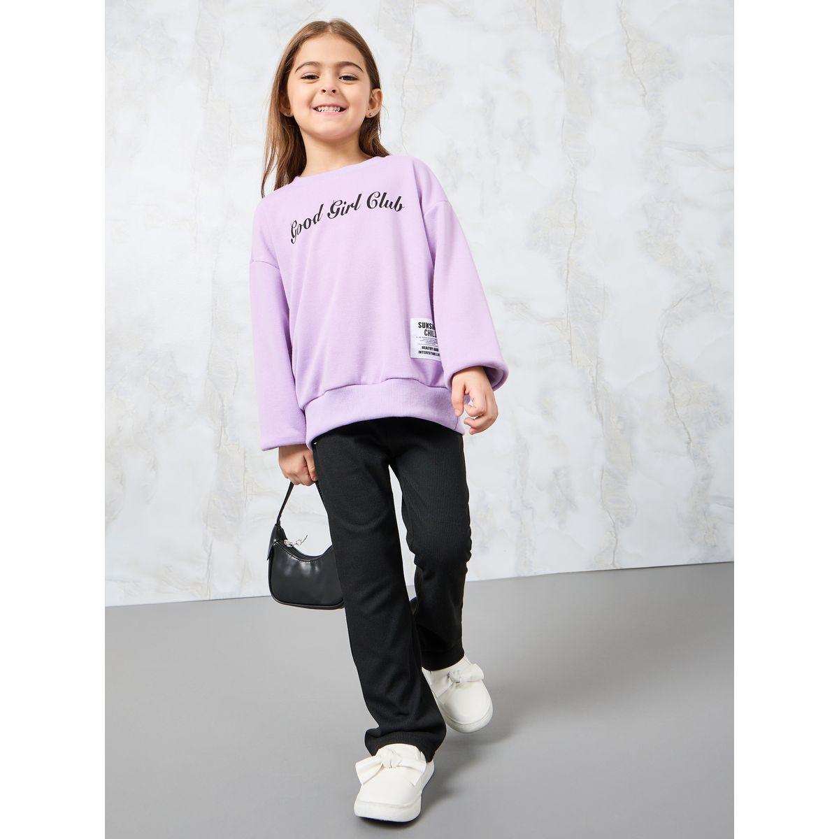 Styli Slogan Print Drop Shoulder Sweatshirt-baby-girls-clothing-sweatshirts-image-1