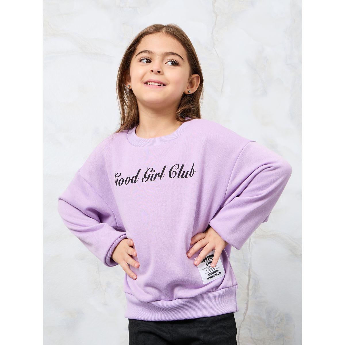 Styli Slogan Print Drop Shoulder Sweatshirt-baby-girls-clothing-sweatshirts-image-2