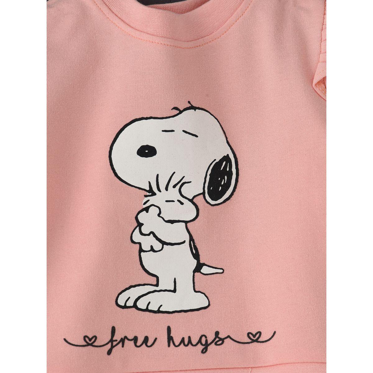 Peanuts Snoopy Graphic Print Ruffle Detail Sweatshirt-baby-girls-clothing-sweatshirts-image-4