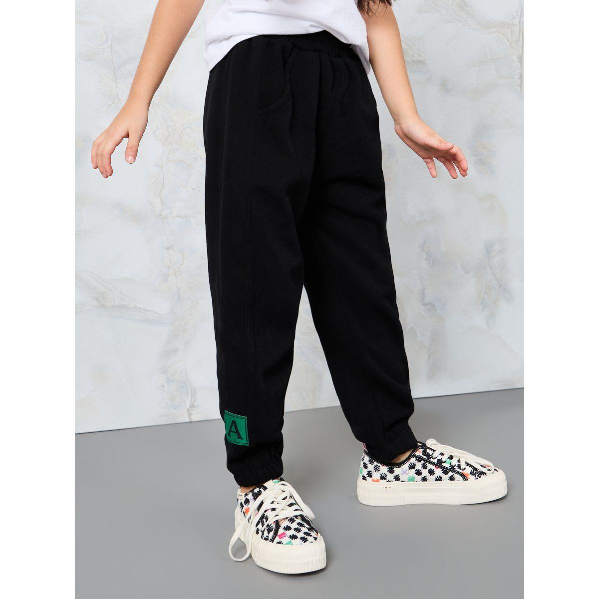 Styli Rib Knit Patched Detail Jogger-girls-clothing-bottoms-joggersandtrackpants-image-1