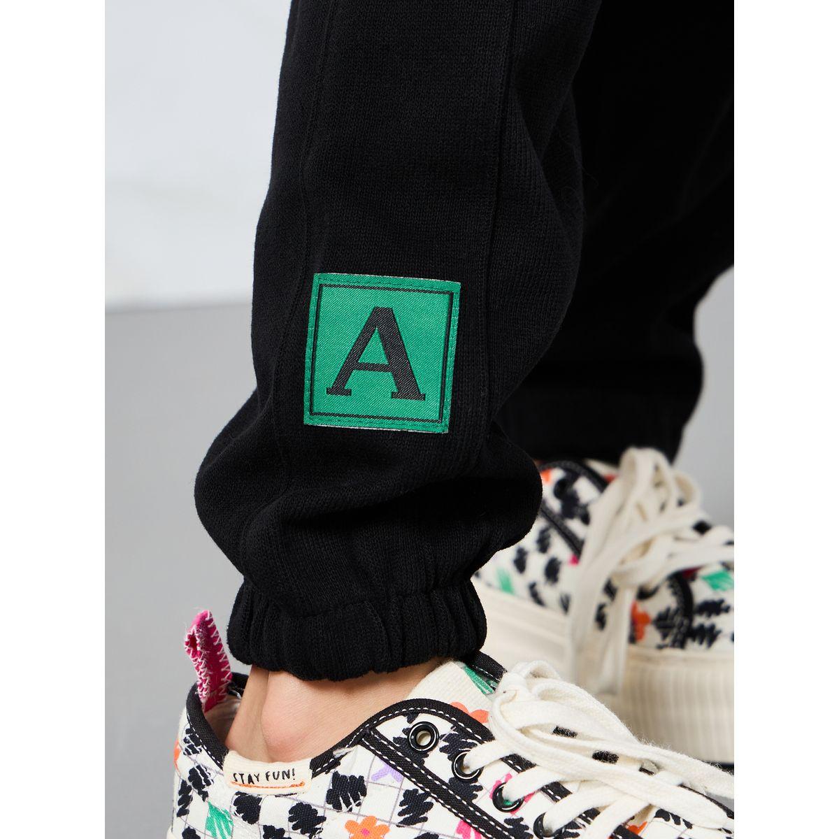 Styli Rib Knit Patched Detail Jogger-girls-clothing-bottoms-joggersandtrackpants-image-3