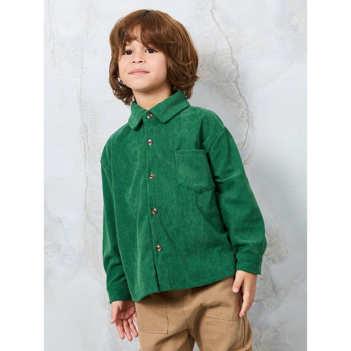 Styli Corduroy Shirt with Patch Pocket-boys-clothing-shirts-image-1
