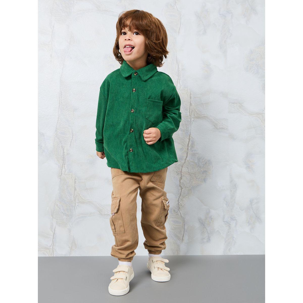 Styli Corduroy Shirt with Patch Pocket-boys-clothing-shirts-image-2