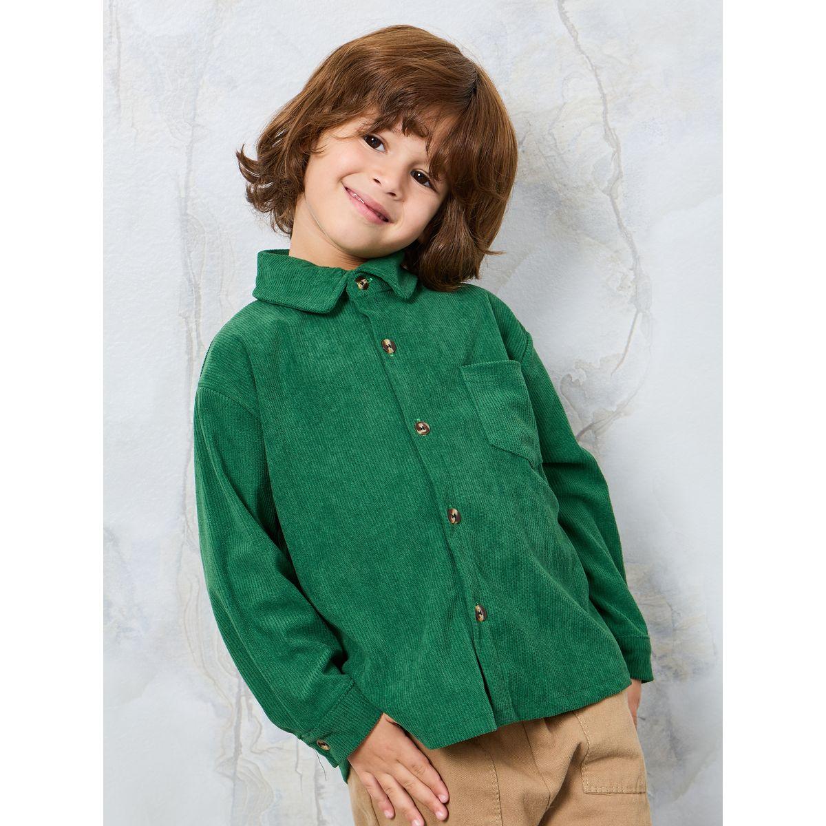 Styli Corduroy Shirt with Patch Pocket-boys-clothing-shirts-image-5