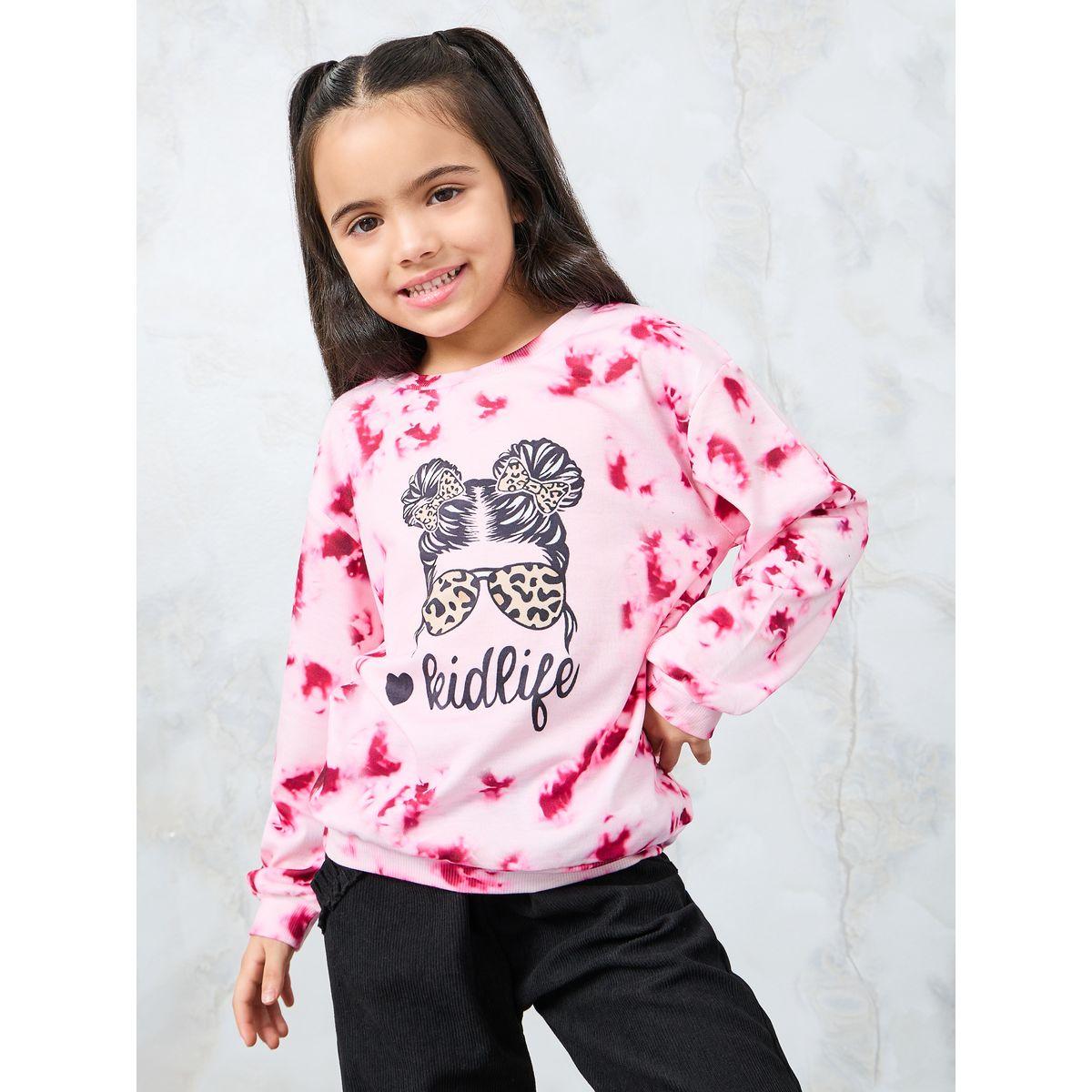 Styli Tie & Dye Graphic Light Weight Sweatshirt-baby-girls-clothing-sweatshirts-image-1