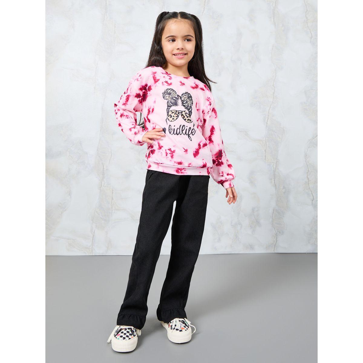 Styli Tie & Dye Graphic Light Weight Sweatshirt-baby-girls-clothing-sweatshirts-image-2