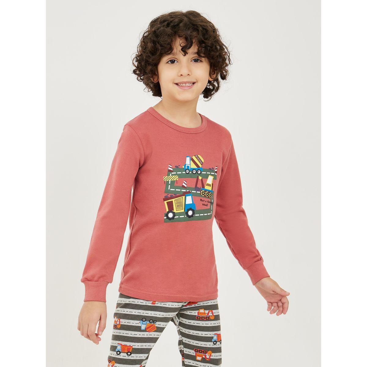 Styli Car Graphic Print T-Shirt & Pyjama Set-boys-clothing-nightwear-image-2