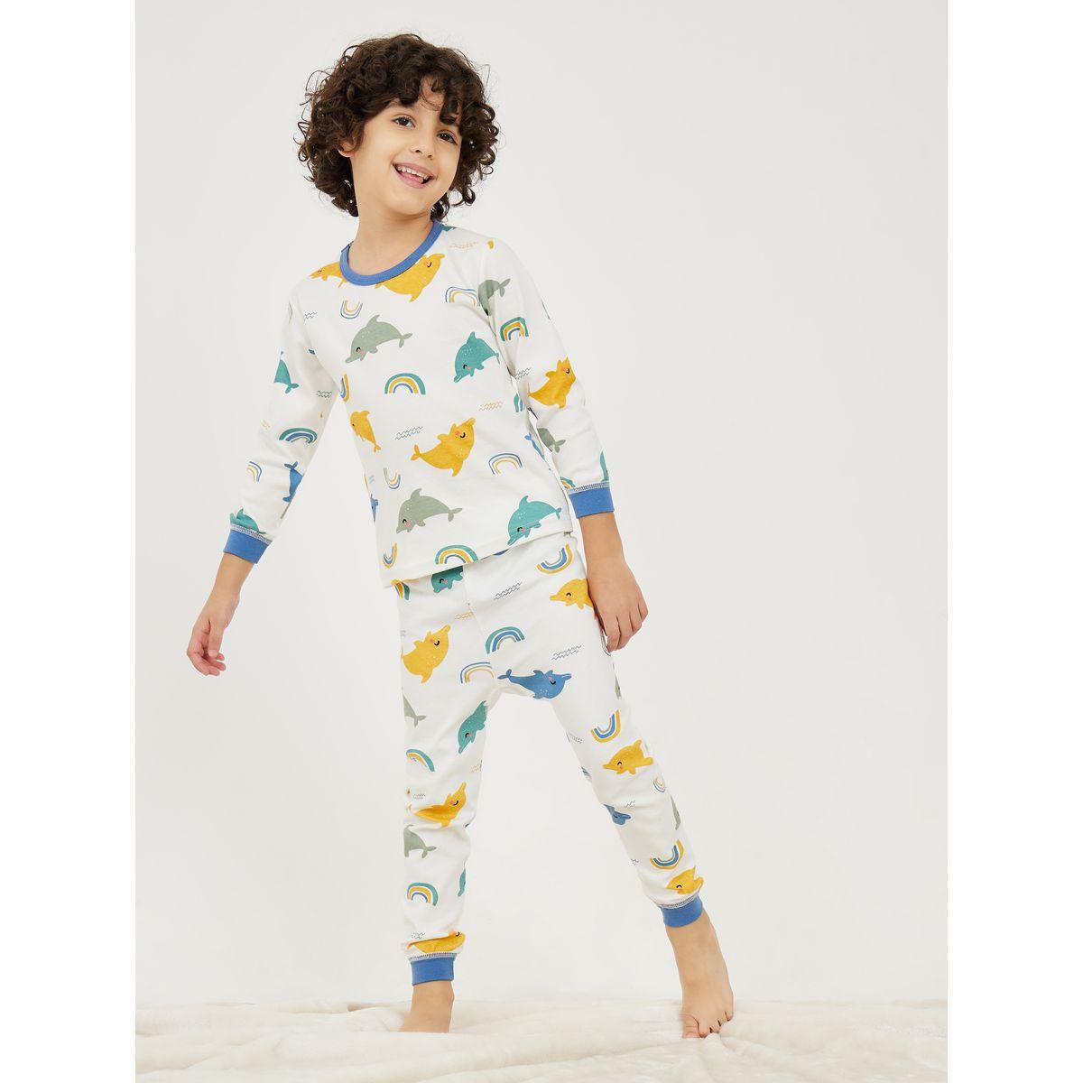 Styli Dolphin Graphic Print T-Shirt & Pyjama Set-boys-clothing-nightwear-image-1