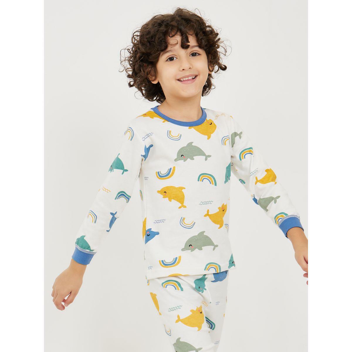 Styli Dolphin Graphic Print T-Shirt & Pyjama Set-boys-clothing-nightwear-image-2
