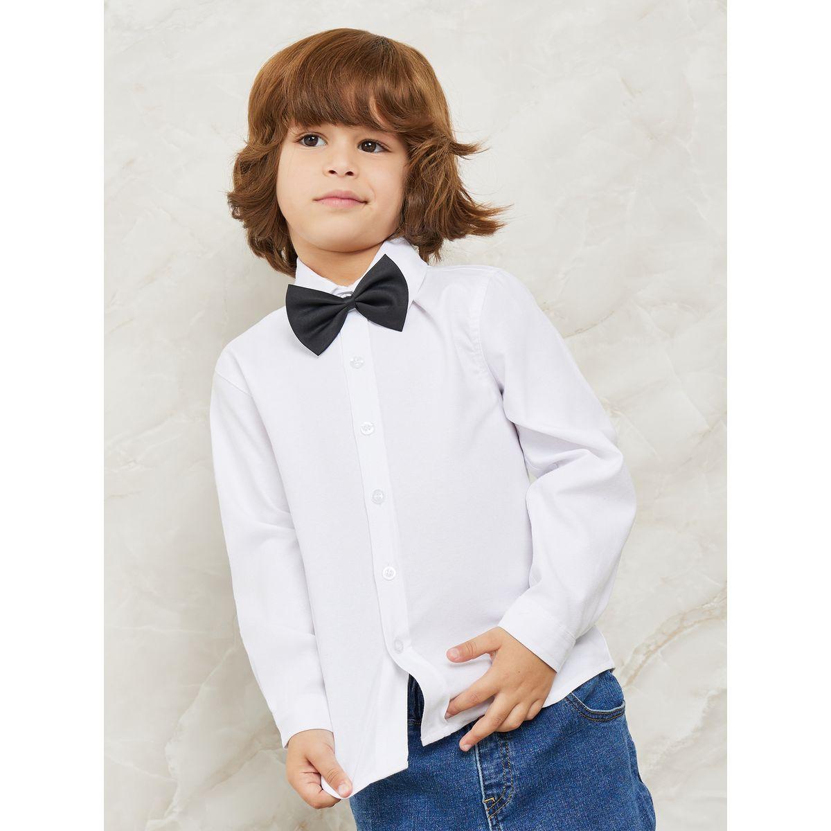 Styli Classic Long Sleeve Shirt with Detachable Bow-boys-clothing-shirts-image-1