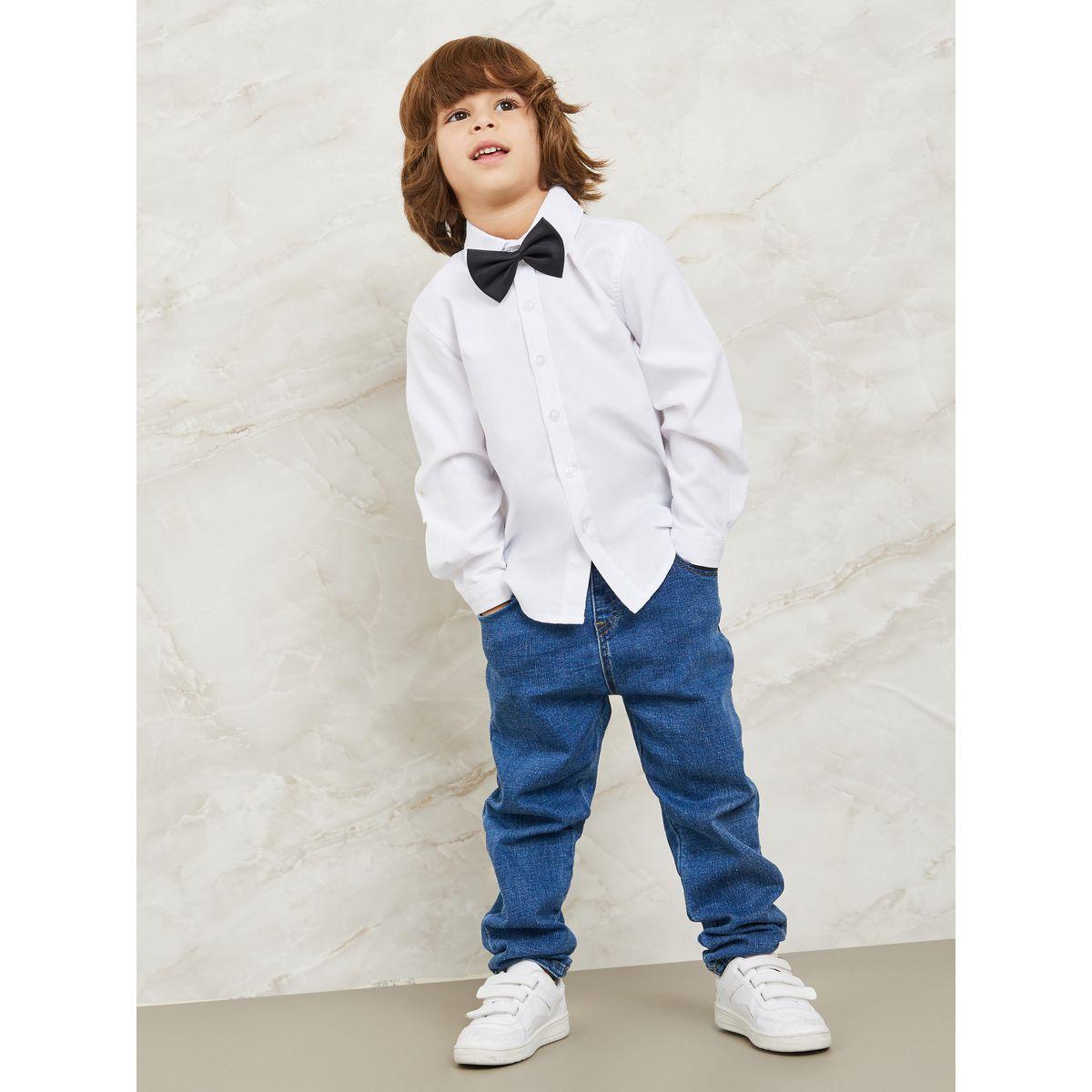 Styli Classic Long Sleeve Shirt with Detachable Bow-boys-clothing-shirts-image-2